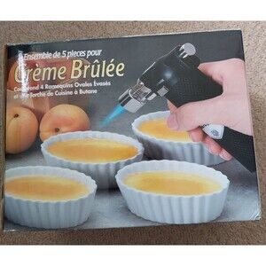 Invesco 5pcs Cream Brûlée Set #51234  Incl 4 ceramic dishes and culinary torch.